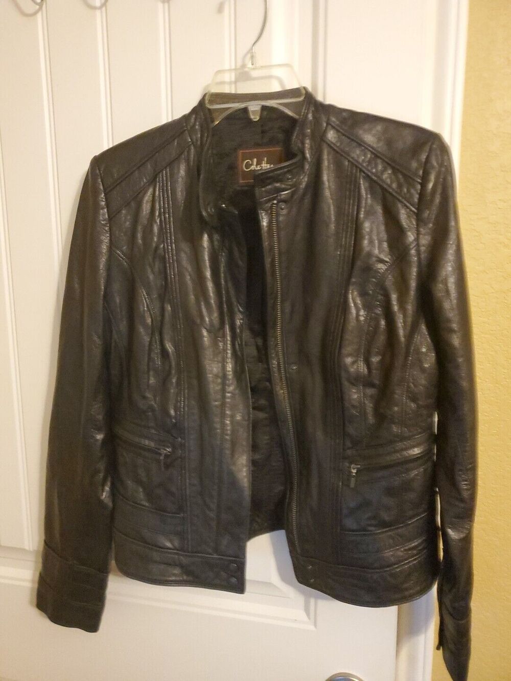 Cole Haan Women's Jacket Lambskin Leather Moto Size Small